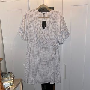 Polka Dot Faux Wrap Dress